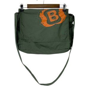 Bullhead PacSun Logo Olive Green Orange Cotton Logo Messenger Bag Book Bag NWT